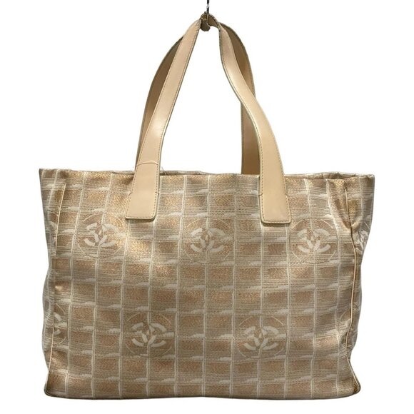 Auth CHANEL New Travel Line Tote MM - Pink White Nylon Leather Tote Bag - Picture 2 of 9